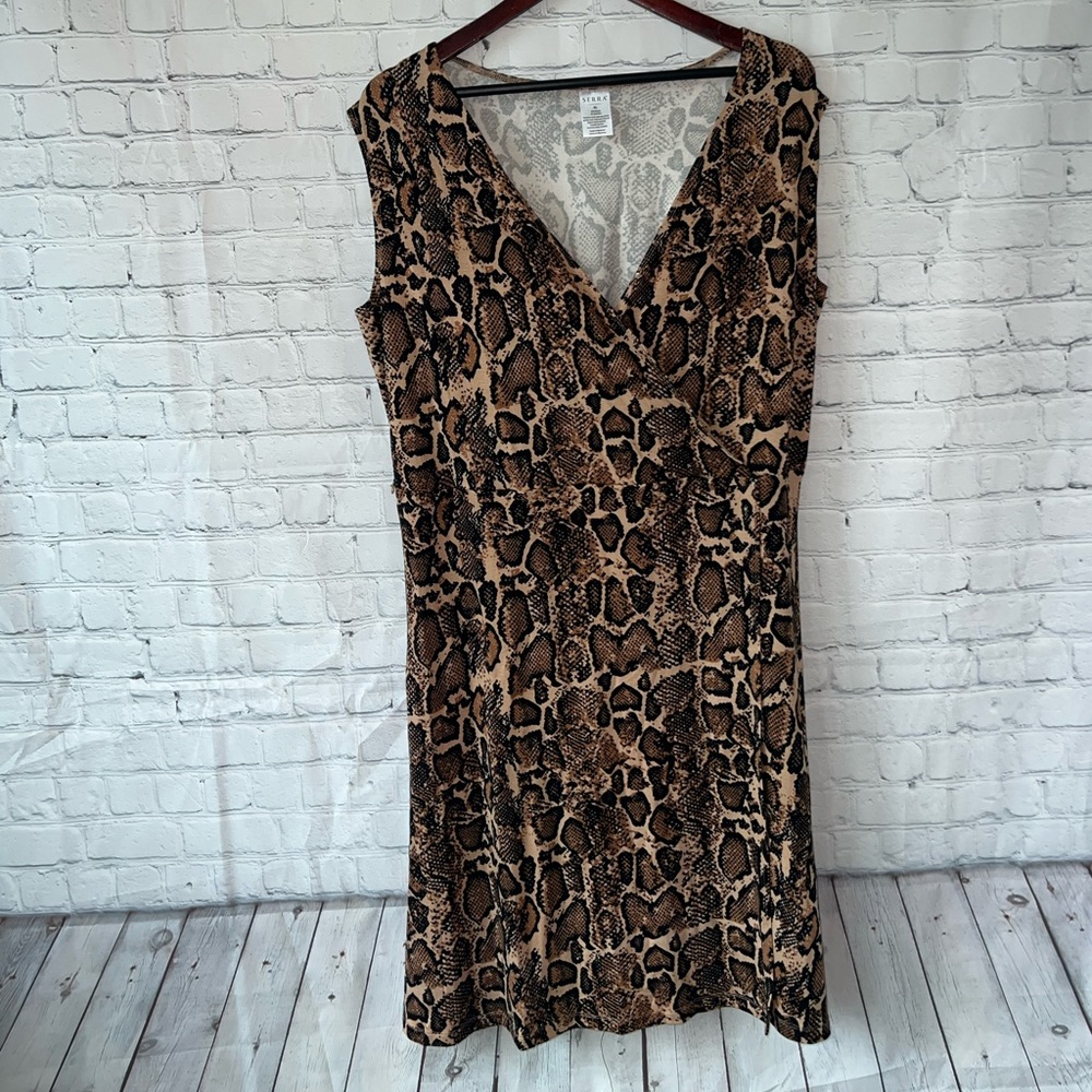 Serra Brown & Black Cheetah Print Sleeveless dress size XL - Picture 4 of 14
